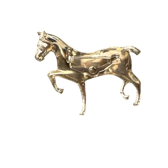 💖Vintage Silver-Toned Horse Brooch Pin Equestrian Jewelry Elegant - Picture 3 of 3